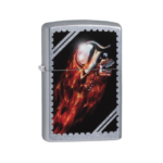 ZIPPO FLAMING SKULL FIRE, CHROME