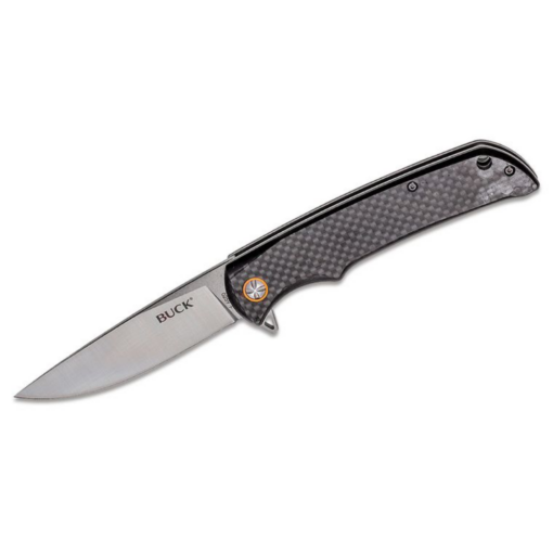 Buck 259 Haxby Ball Bearing Flipper Knife 3.875" Drop Point Plain Blade, Carbon Fiber Handles (0259CFS) - 13066