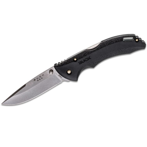 Buck 286 Bantam BHW Folding 3-5/8" Plain Satin Blade, Black Thermoplastic Handles - 5763